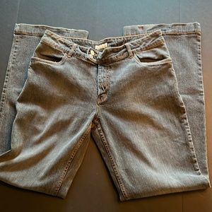 Stetson low rise distressed black boot cut jeans-16L-really long/almost 36”